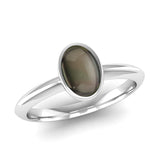 Ethically-sourced Platinum DESIRE Smoky Quartz Triangle Band Stacking Ring - Jeweller's Loupe