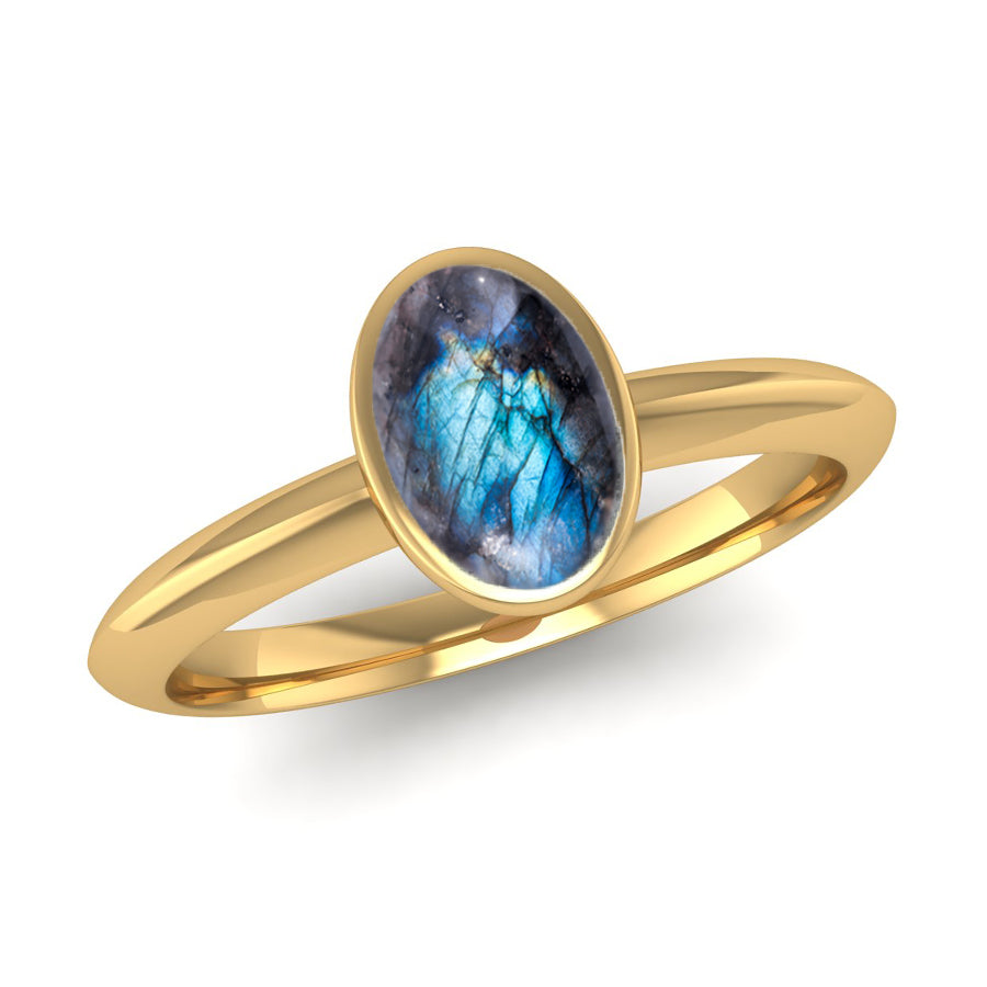 Labradorite Stacking Ring Fairtrade Yellow Gold DESIRE Labradorite Stacking Ring