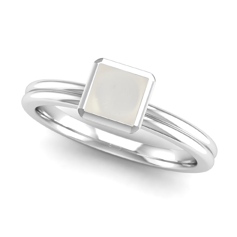 Ethically-sourced Platinum TRUST Crystal Quartz Stacking Ring - Jeweller's Loupe