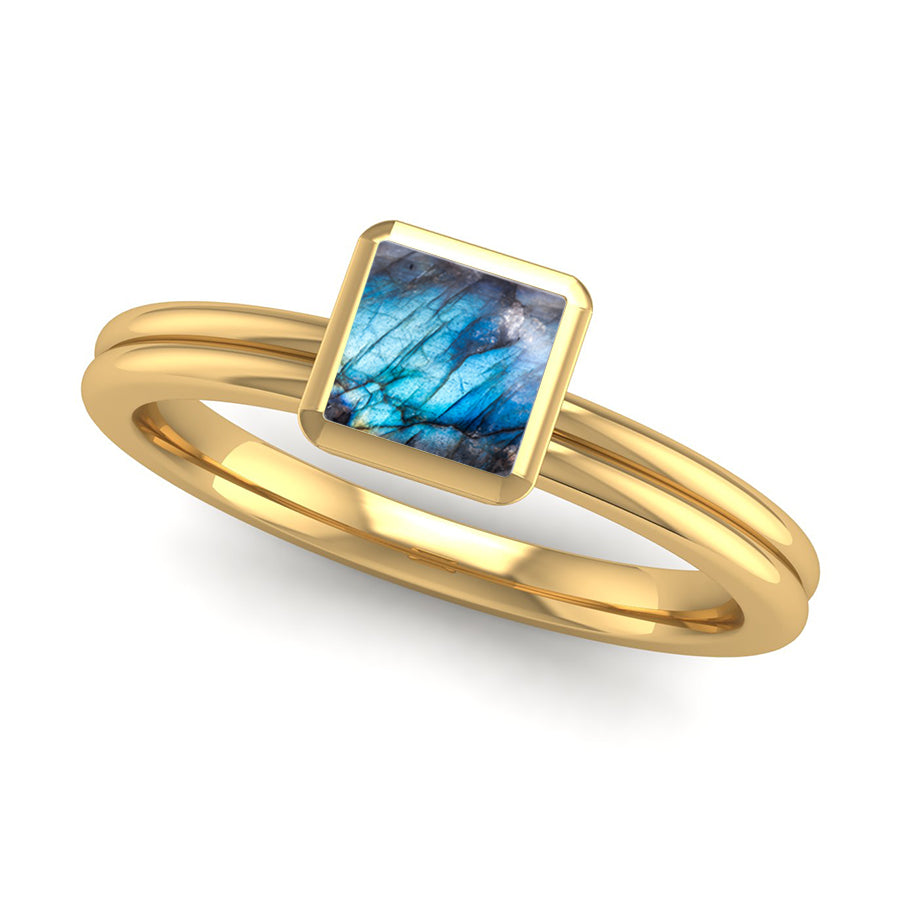 Fairtrade Yellow Gold TRUST Labradorite Stacking Ring