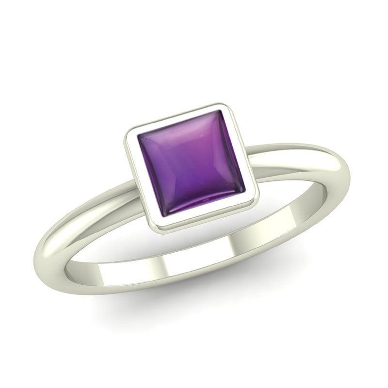 Ethically-sourced Platinum BELIEVE Amethyst Stacking Ring - Jeweller's Loupe