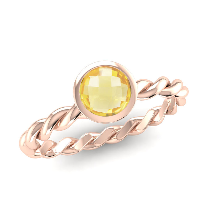 DREAM Citrine Twist Stacking Ring in Fairtrade Rose Gold - Jeweller's Loupe Hope Collection