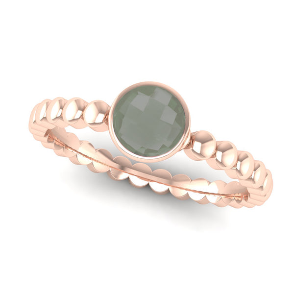 FAITH Green Amethyst Beaded Stacking Ring in Fairtrade Rose Gold - Jeweller's Loupe Hope Collection