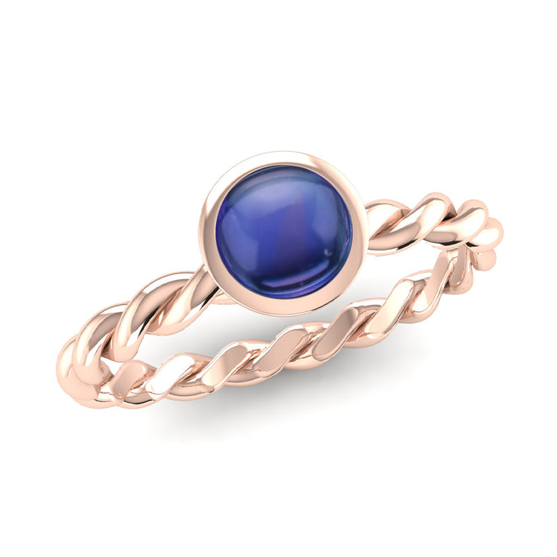 DREAM Kyanite Twist Stacking Ring in Fairtrade Rose Gold, Jeweller's Loupe Hope Collection