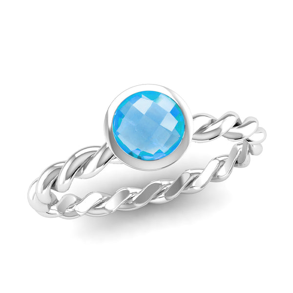 Fairtrade Gold DREAM Blue Topaz Stacking Ring - Jeweller's Loupe