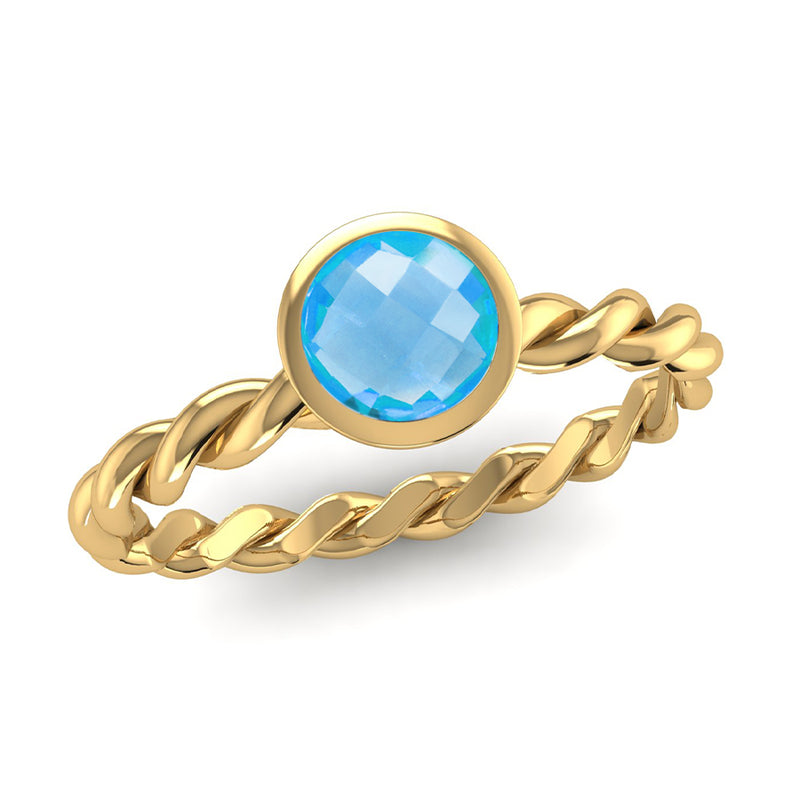 Fairtrade Gold DREAM Blue Topaz Stacking Ring - Jeweller's Loupe