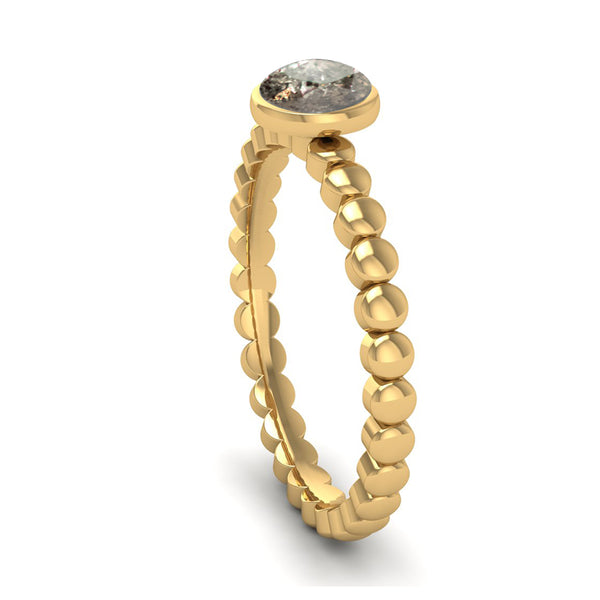 Fairtrade Gold FAITH Salt and Pepper Diamond Stacking Ring - Jeweller's Loupe