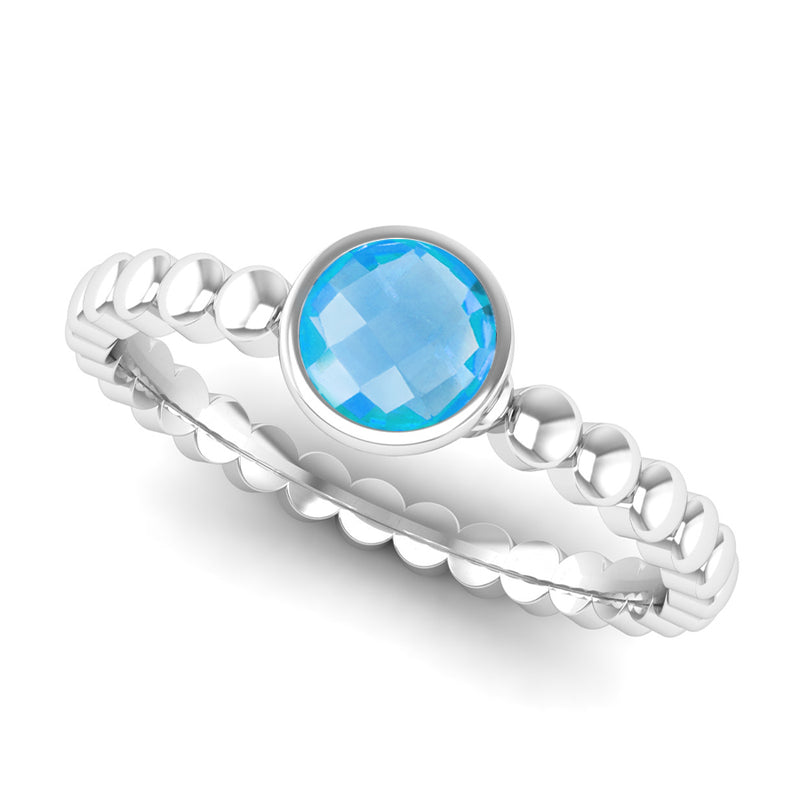 Fairtrade Gold FAITH Blue Topaz Stacking Ring - Jeweller's Loupe