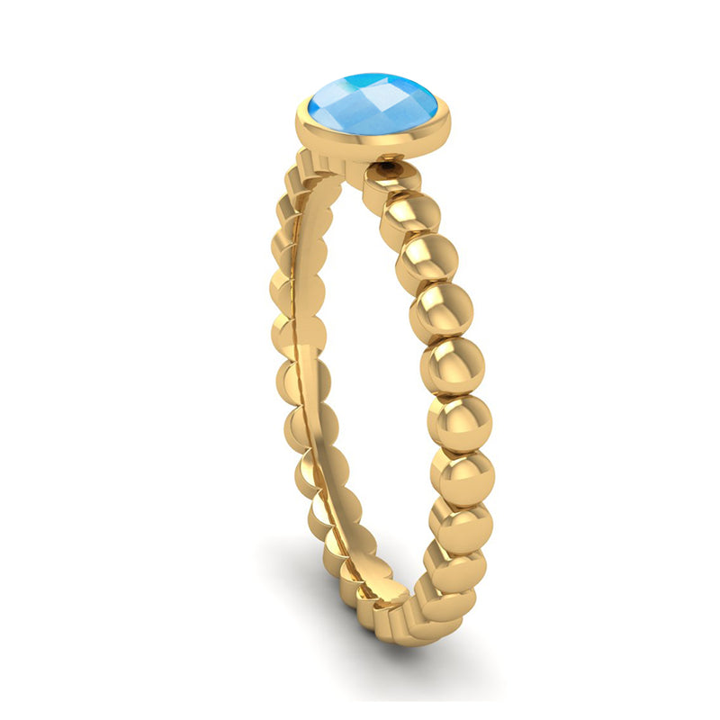 Fairtrade Gold FAITH Blue Topaz Stacking Ring - Jeweller's Loupe