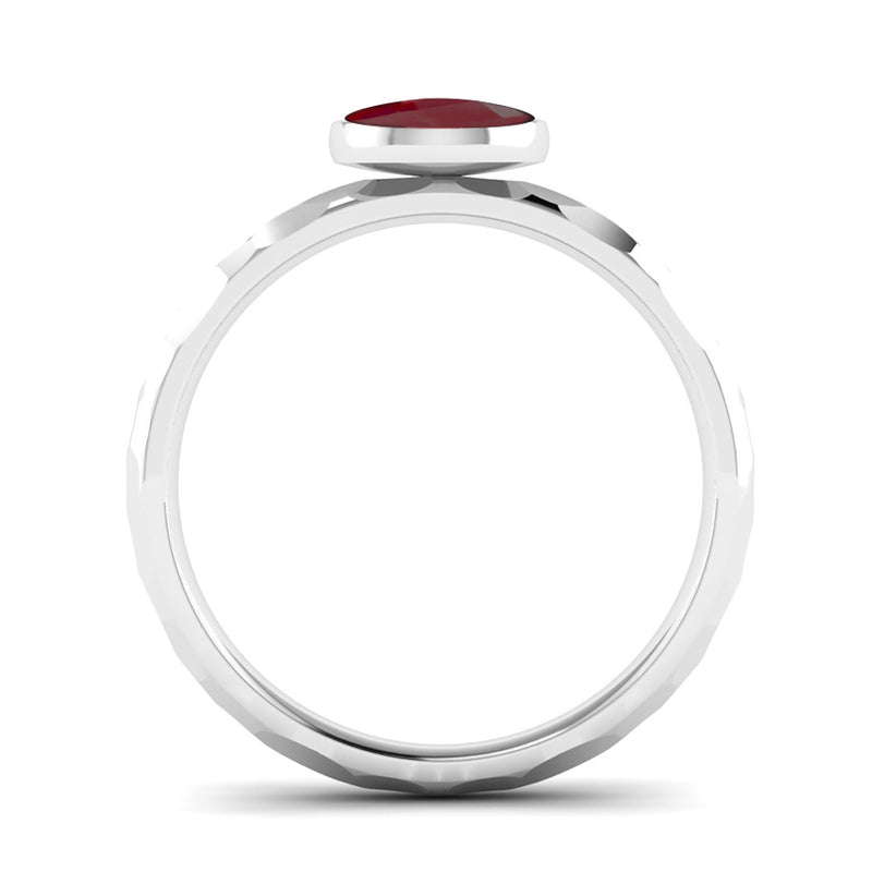 Ethically-sourced Platinum JOY Garnet Stacking Ring - Jeweller's Loupe