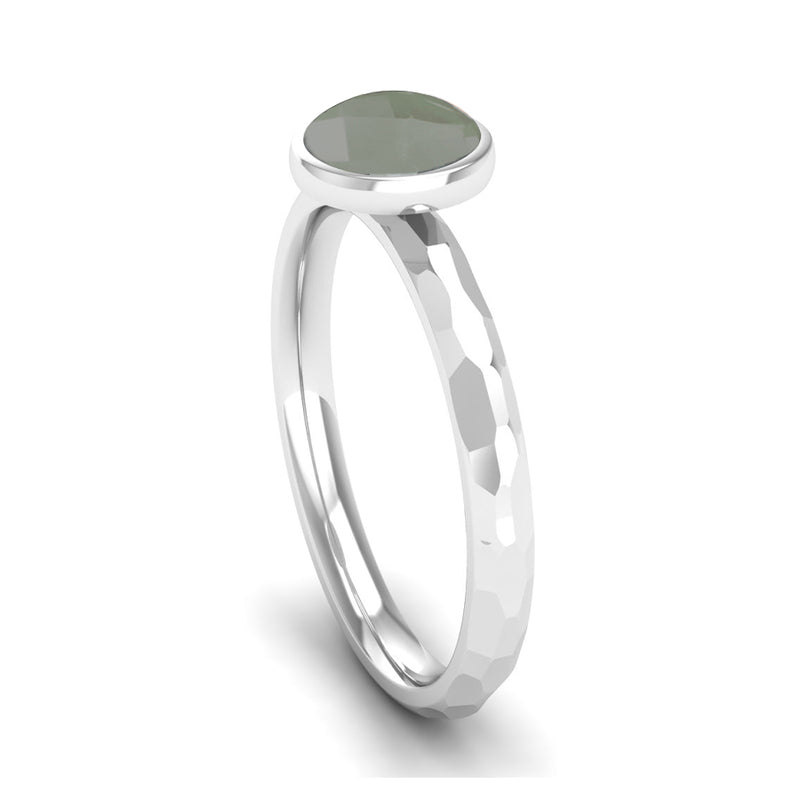 Ethically-sourced Platinum JOY Green Amethyst Stacking Ring - Jeweller's Loupe