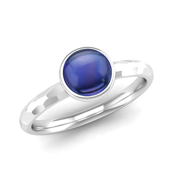 JOY Kyanite Hammered-Effect Stacking Ring in Fairtrade White Gold, Jeweller's Loupe Hope Collection