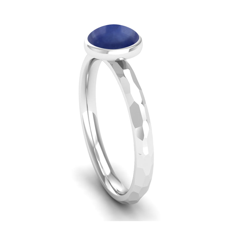 JOY Kyanite Hammered Effect Stacking Ring in Ethically-sourced Platinum, Jeweller's Loupe Hope Collection