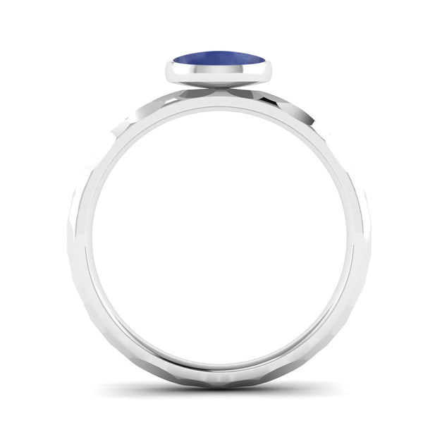 JOY Kyanite Hammered-Effect Stacking Ring in Fairtrade Silver, Jeweller's Loupe Hope Collection