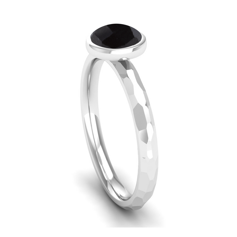 Ethically-sourced Platinum JOY Onyx Stacking Ring - Jeweller's Loupe