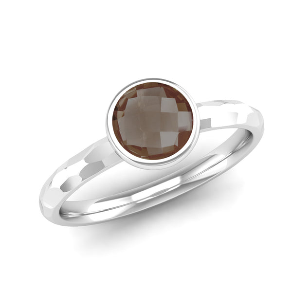 Ethically-sourced Platinum JOY Smoky Quartz Stacking Ring - Jeweller's Loupe