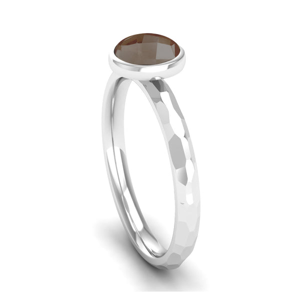 Ethically-sourced Platinum JOY Smoky Quartz Stacking Ring - Jeweller's Loupe