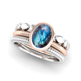 Ethically-sourced Platinum DESIRE Labradorite Stacking Ring - Jeweller's Loupe