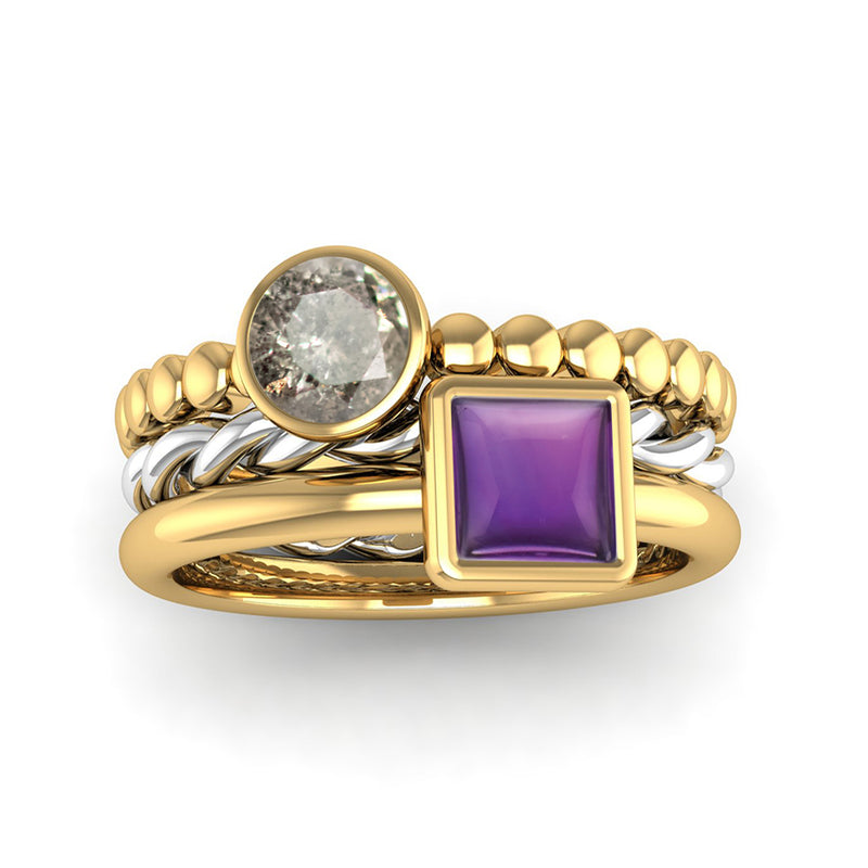 Fairtrade Gold BELIEVE Amethyst Stacking Ring - Jeweller's Loupe