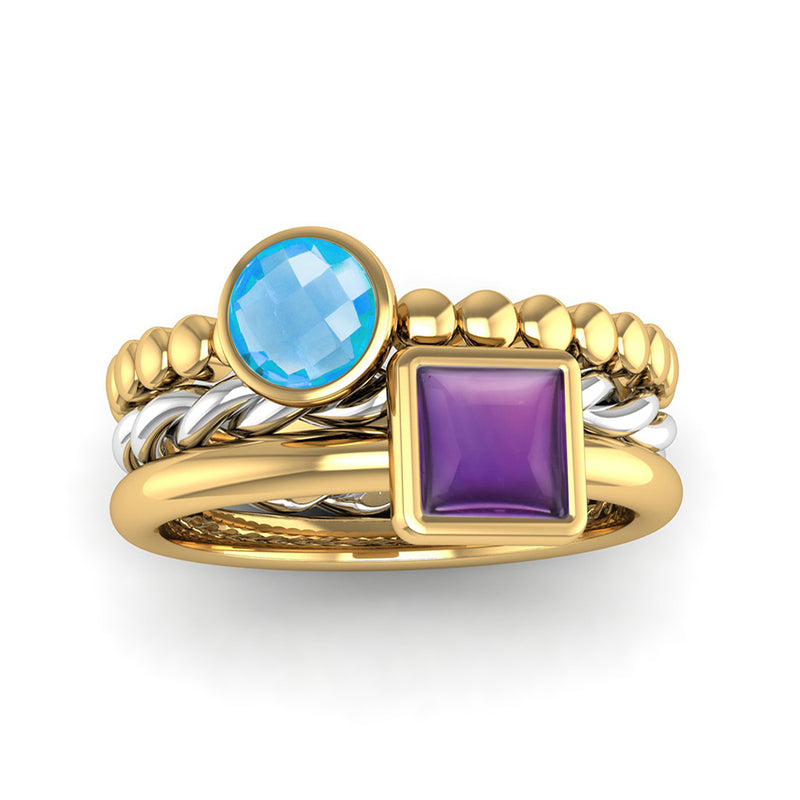 Fairtrade Gold FAITH Blue Topaz Stacking Ring - Jeweller's Loupe