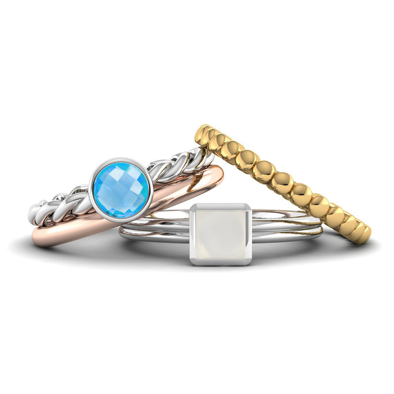 Fairtrade Gold DREAM Blue Topaz Stacking Ring - Jeweller's Loupe