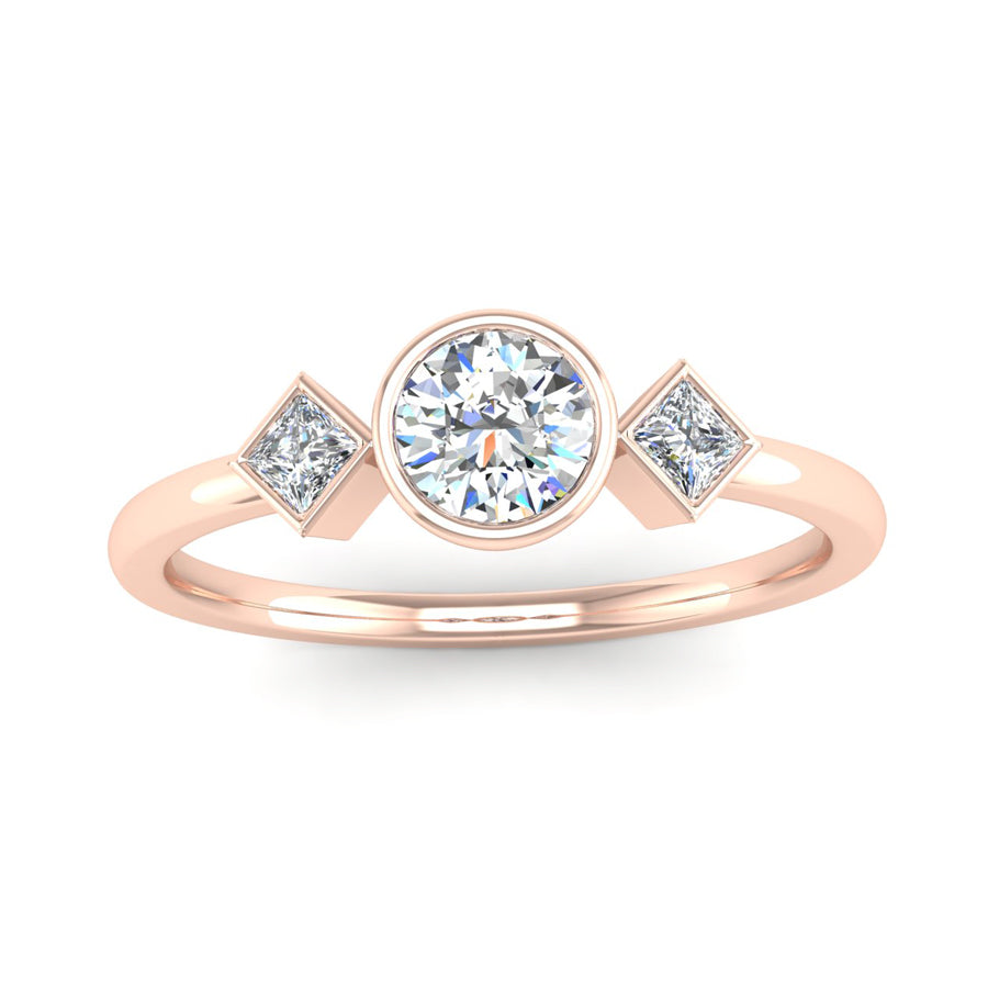 Fairtrade Rose Gold Rub Set Round Brilliant and Princess Cut Diamond ...