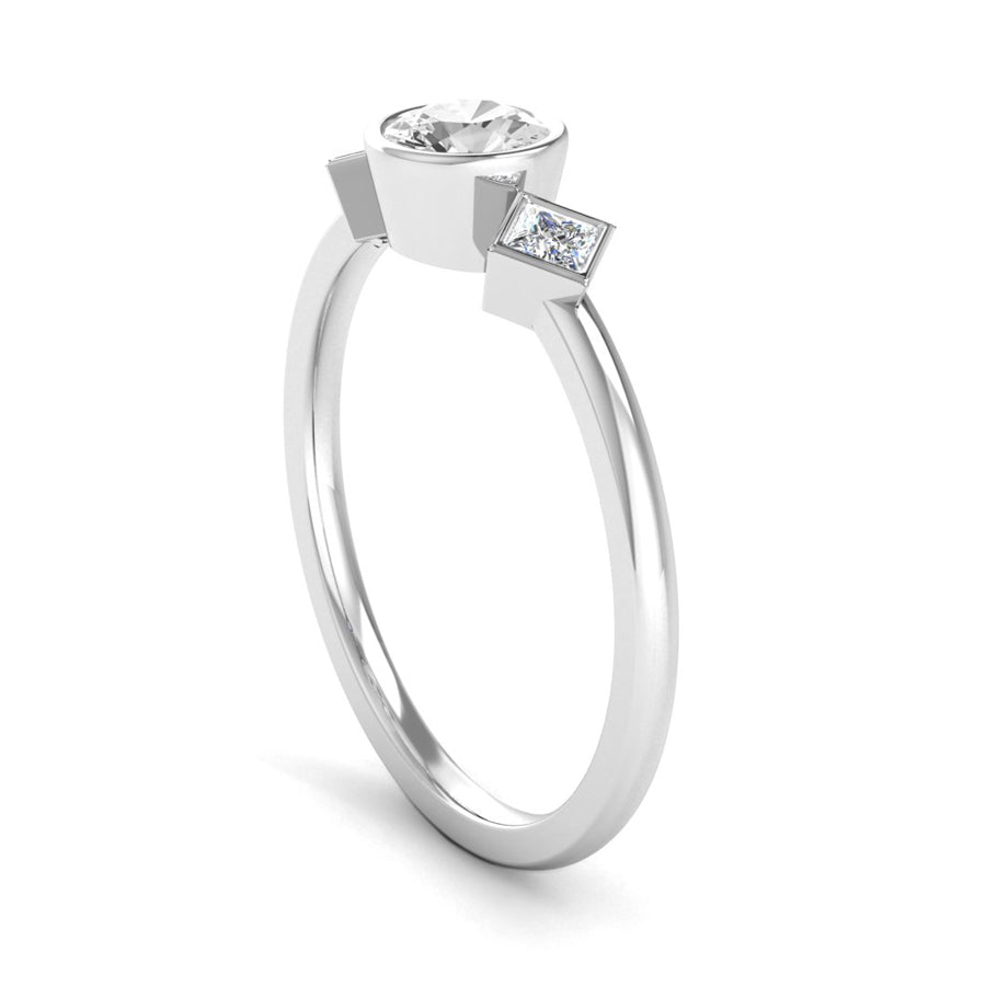 Ethically-sourced Platinum Rub Set Round Brilliant and Princess Cut ...