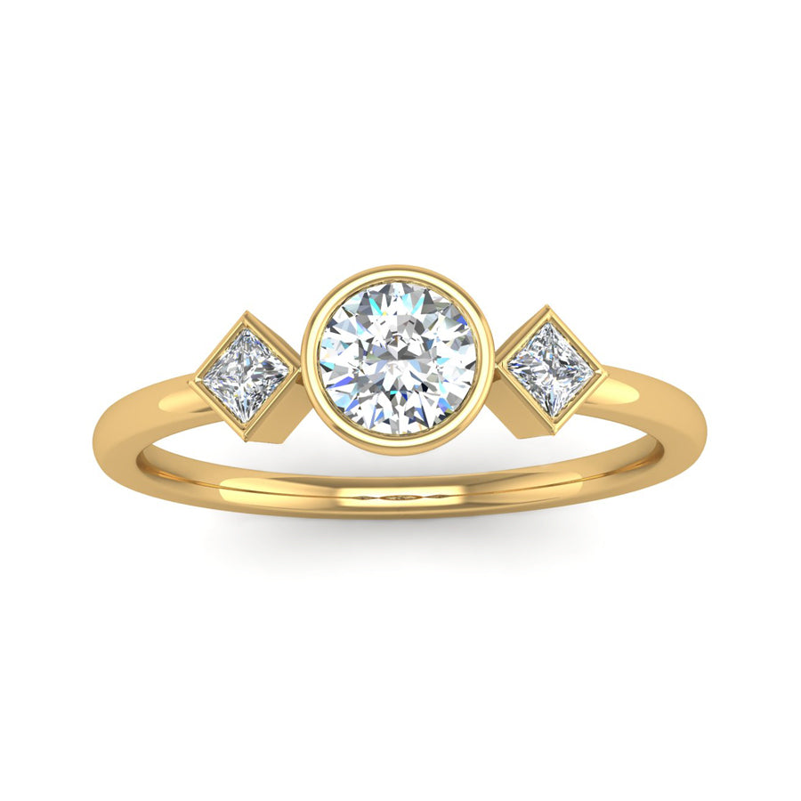 Fairtrade Yellow Gold Rub Set Round Brilliant and Princess Cut Diamond ...