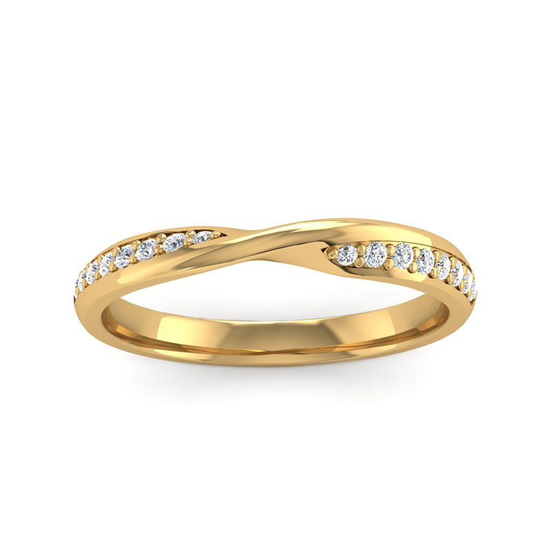 Fairtrade Yellow Gold Diamond Set Twisted Wedding Ring - Jeweller's Loupe