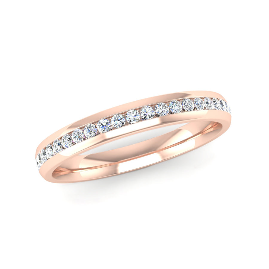 Fairtrade Rose Gold Half Channel Set Diamond Wedding Ring