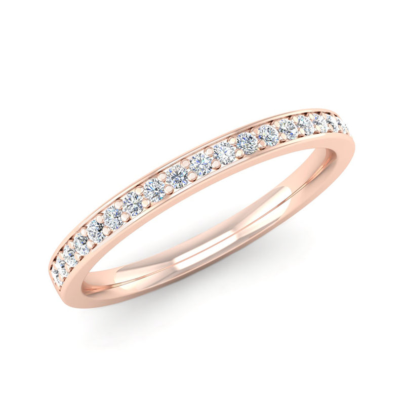 Fairtrade Rose Gold Grain Set Diamond Eternity Ring with Border - Jeweller's Loupe