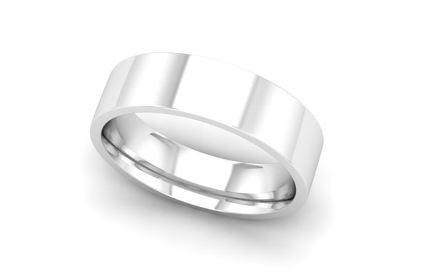 Ethical White Gold 6mm Flat Court Wedding Ring