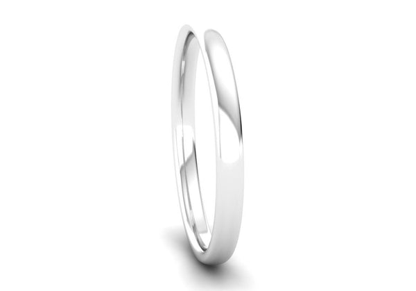 Ethical White Gold 2mm Slight Court Wedding Ring