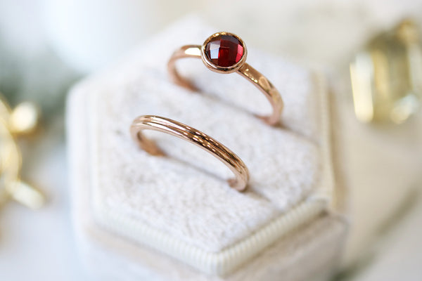 Fairtrade Rose Gold JOY Garnet Stacking Ring