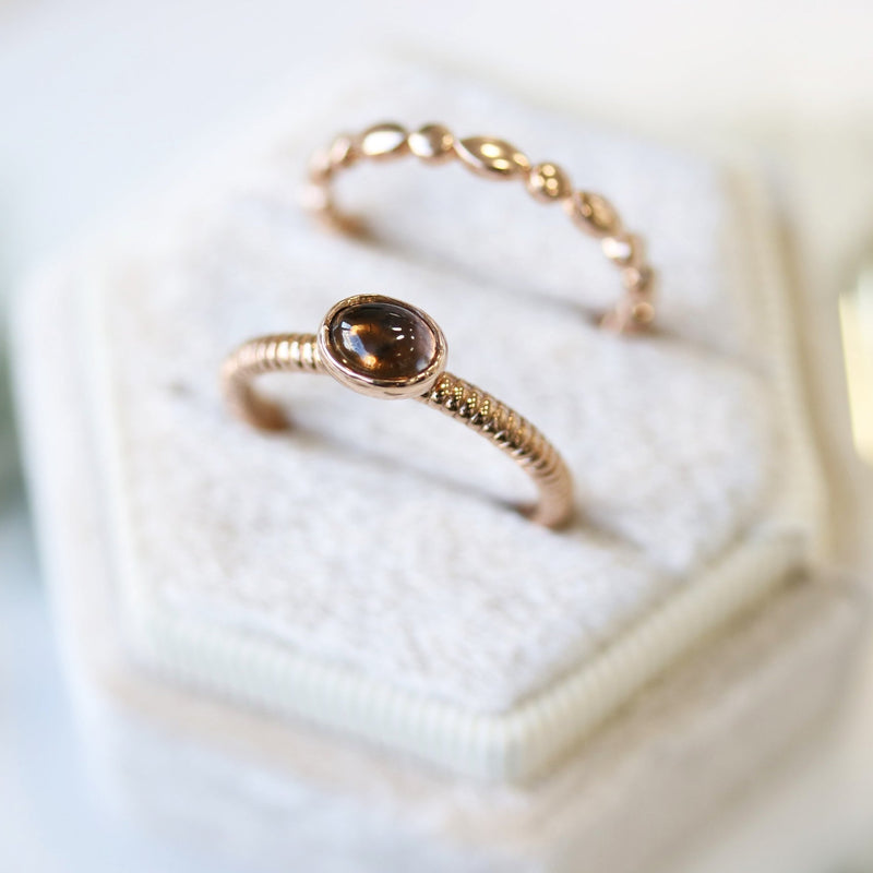 Fairtrade Rose Gold PROMISE Smoky Quartz Stacking Ring